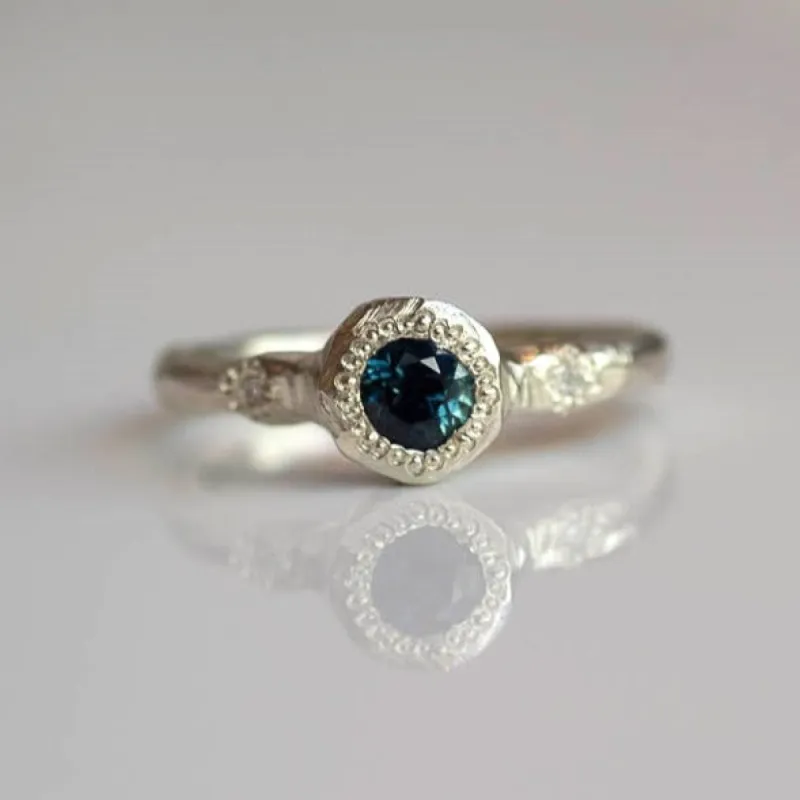 Neve Ring - White Gold with Sapphire and Diamonds sold by Sophie Divett Jewelry
