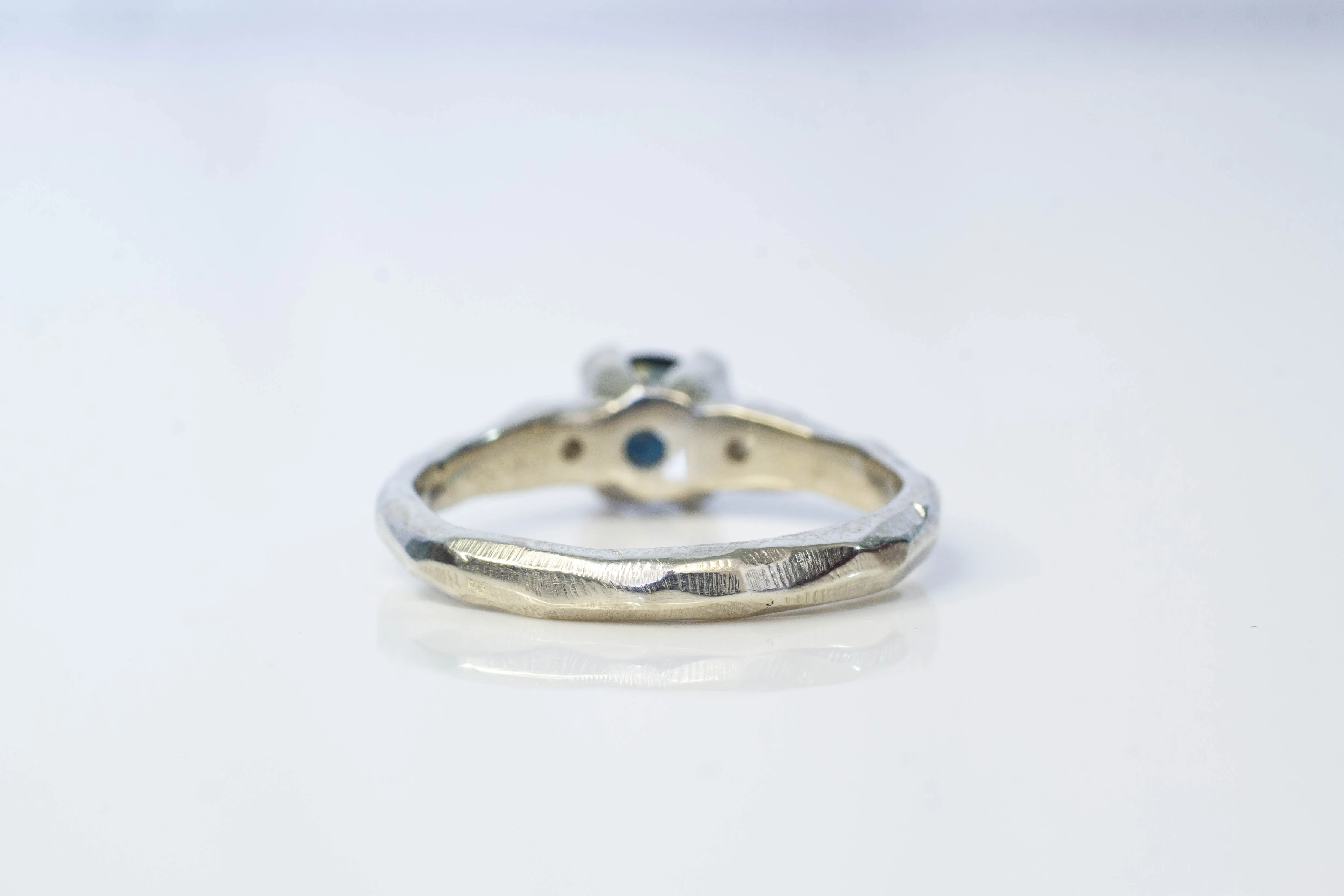 Mira Ring - 9ct White Gold with Blue-Green Sapphire and Diamonds sold by Sophie Divett Jewelry product image thumbnail 4