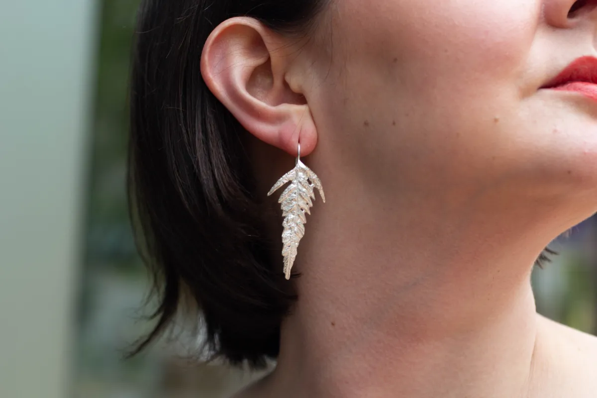 Silver Fern Earrings - Sterling Silver sold by Sophie Divett Jewelry