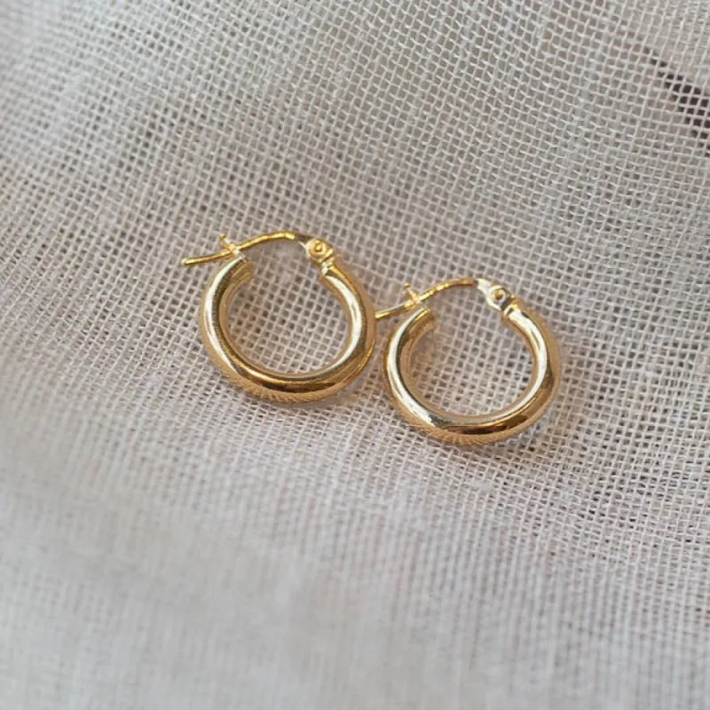 Round Hoop Earrings - 10mm - 9ct Yellow Gold sold by Sophie Divett Jewelry