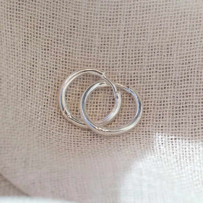 Round Profile Huggie Earrings - 16mm - Sterling Silver sold by Sophie Divett Jewelry