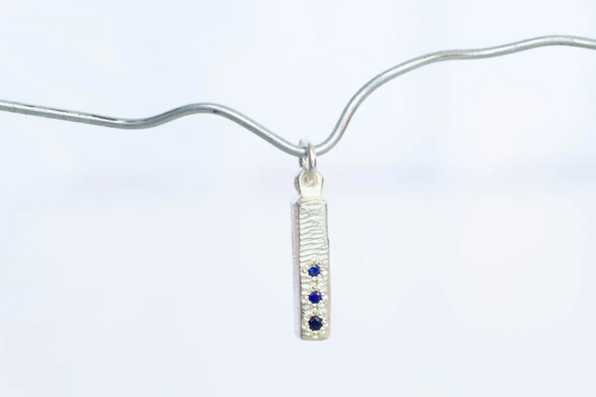 Pillar Charm with Sapphires - Sterling Silver sold by Sophie Divett Jewelry