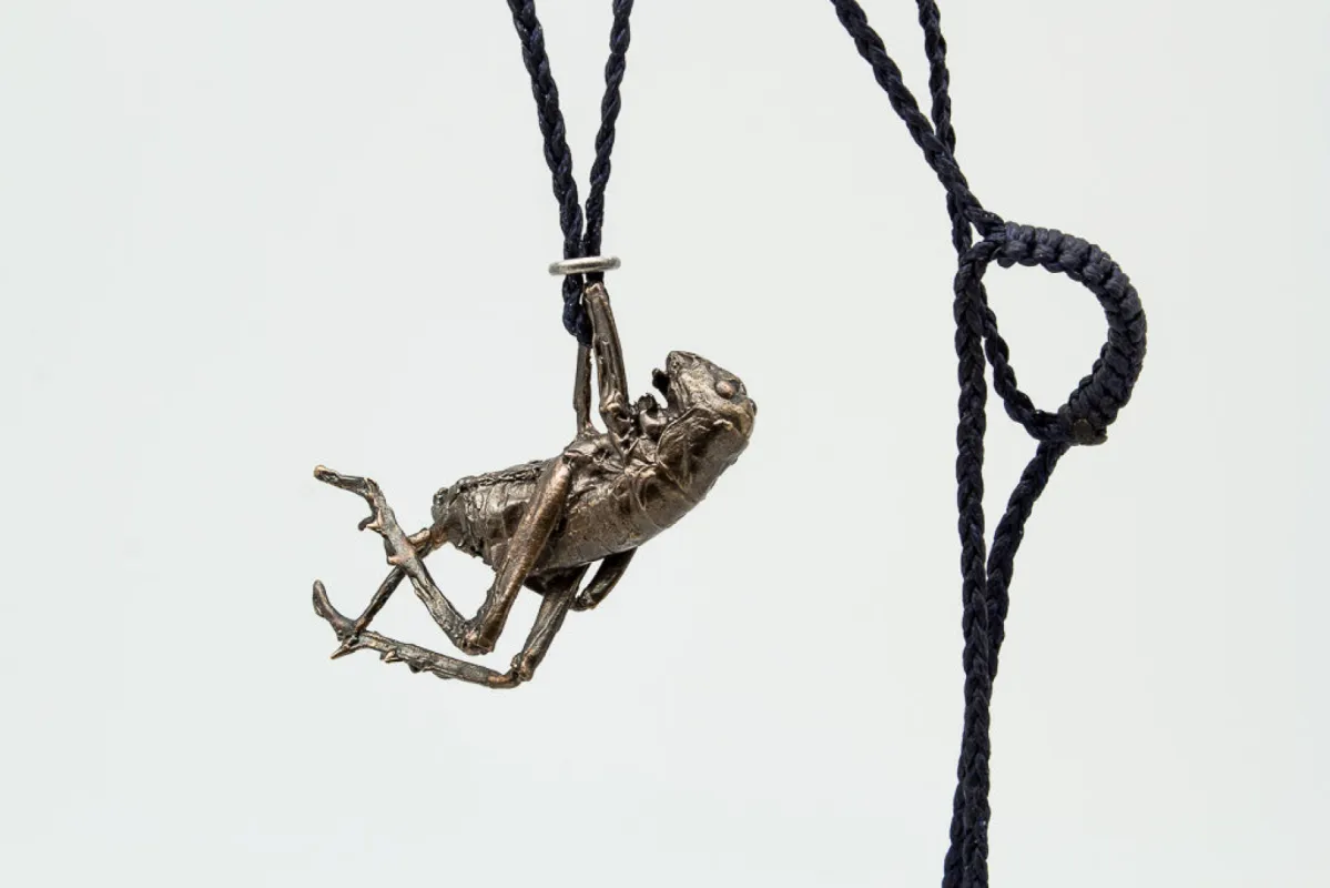 Weta Pendant on Braided Cord - Bronze sold by Sophie Divett Jewelry