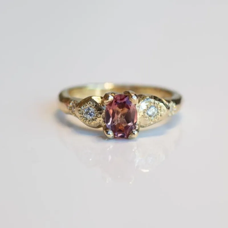 Thalia Ring - Yellow Gold with Champagne Garnet & Diamonds sold by Sophie Divett Jewelry