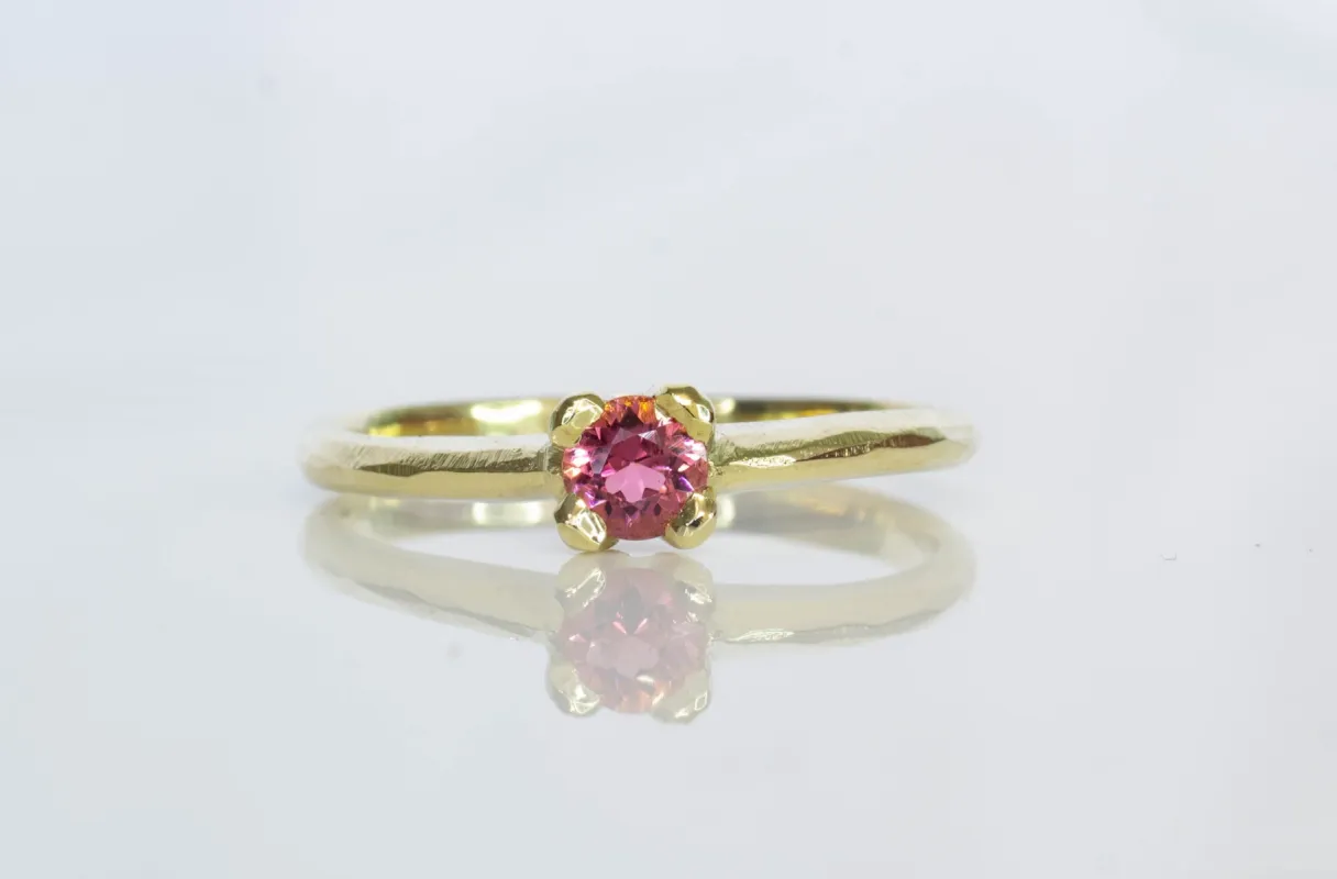 Droplet Ring - 14ct Yellow Gold with Pink Tourmaline sold by Sophie Divett Jewelry