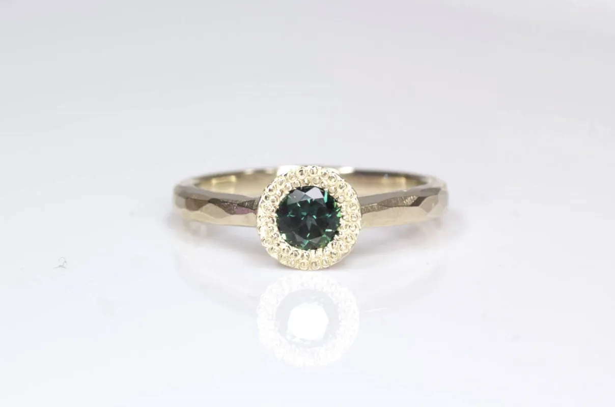 Pelagus Ring - 14ct White Gold with Green-Blue Sapphire sold by Sophie Divett Jewelry
