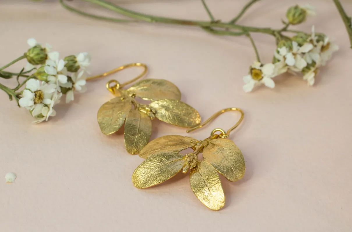 Lyris Leaf Earrings - Gold Plated sold by Sophie Divett Jewelry