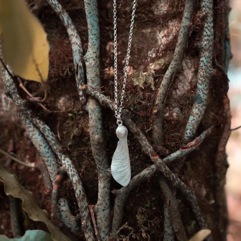 Sycamore Seed Necklace - Large - Sterling Silver sold by Sophie Divett Jewelry