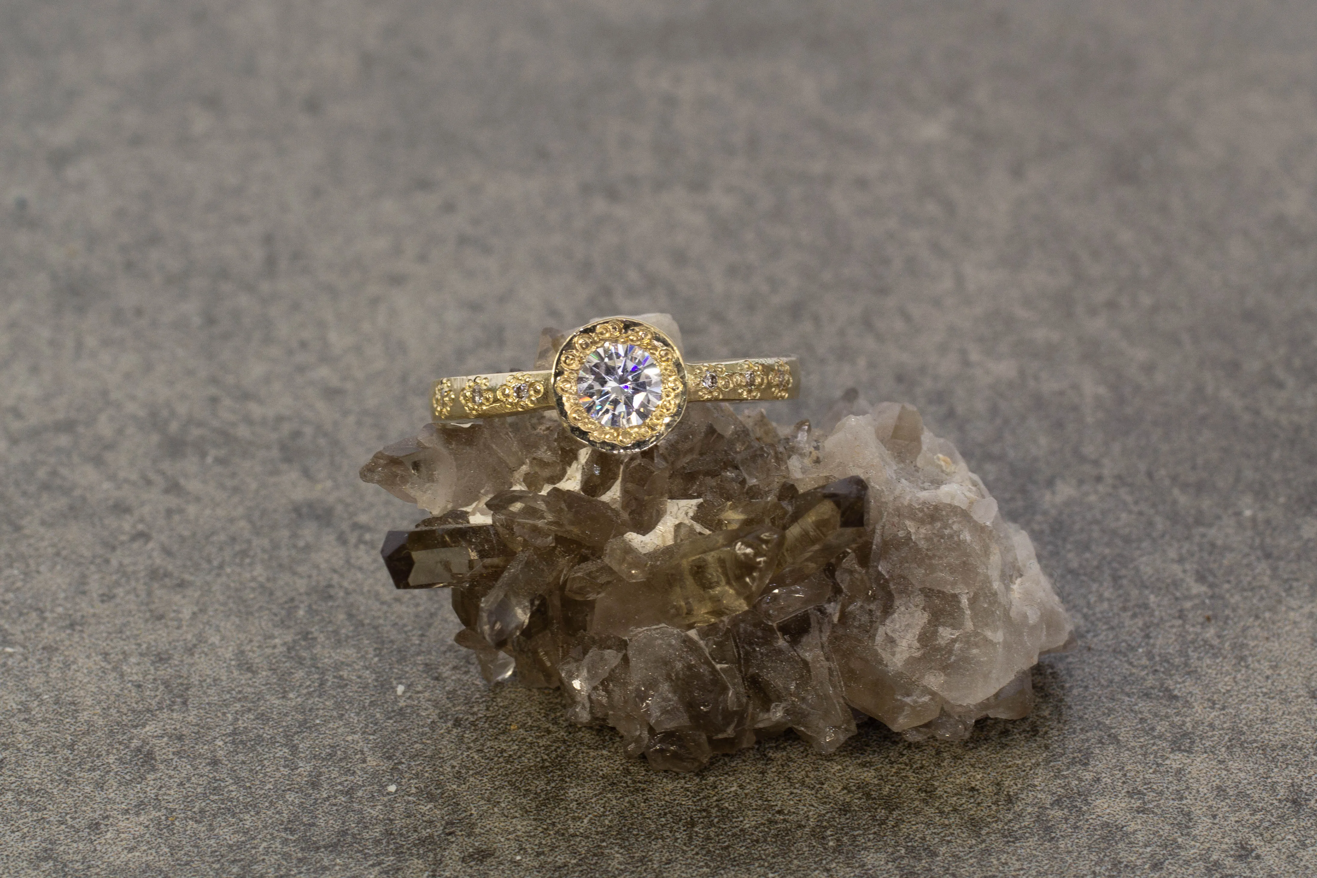 Vesper Ring - 9ct Yellow Gold with Moissanite and Diamonds sold by Sophie Divett Jewelry product image thumbnail 5