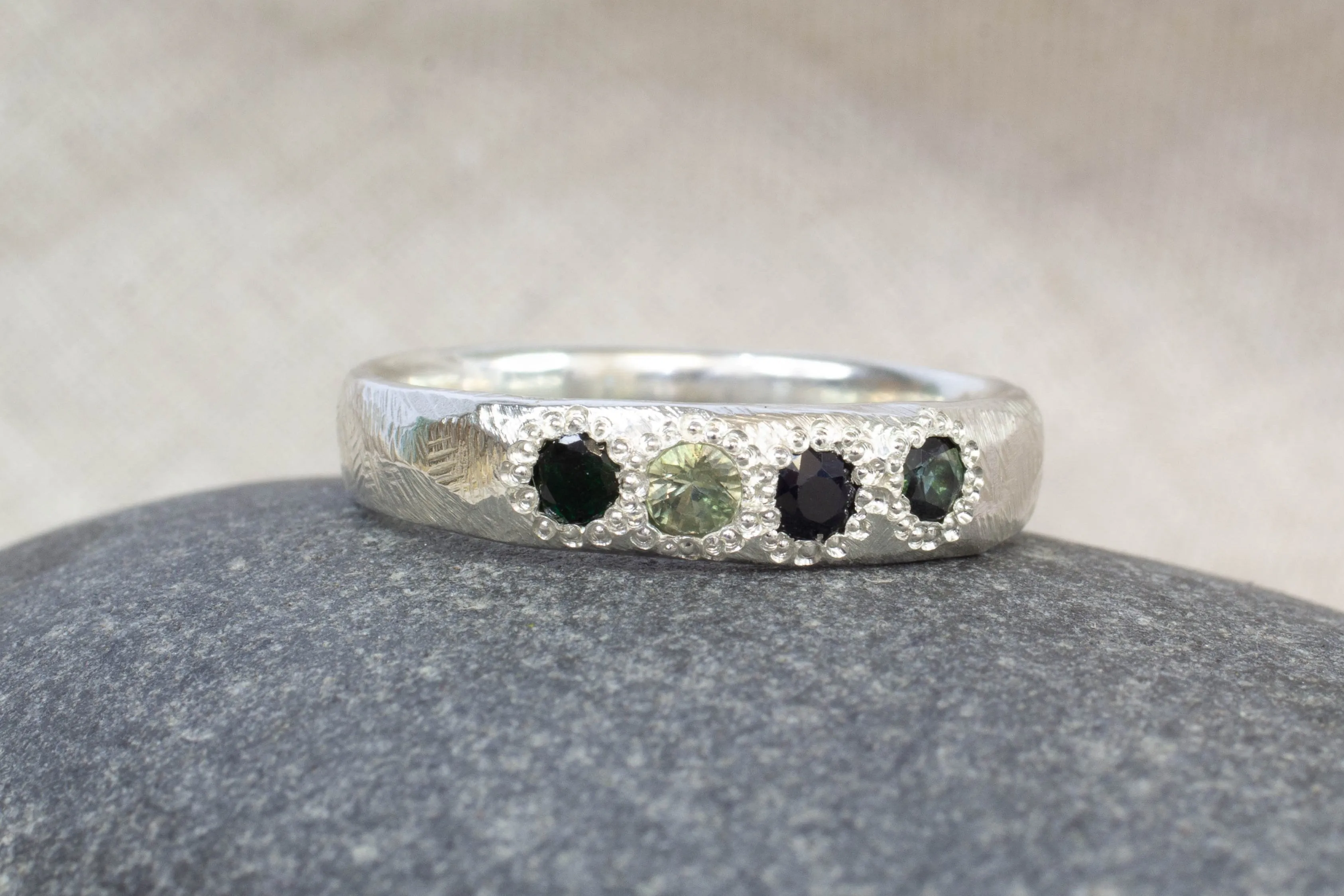 Terra Band with Green and Blue Sapphires - Sterling Silver sold by Sophie Divett Jewelry product image thumbnail 5
