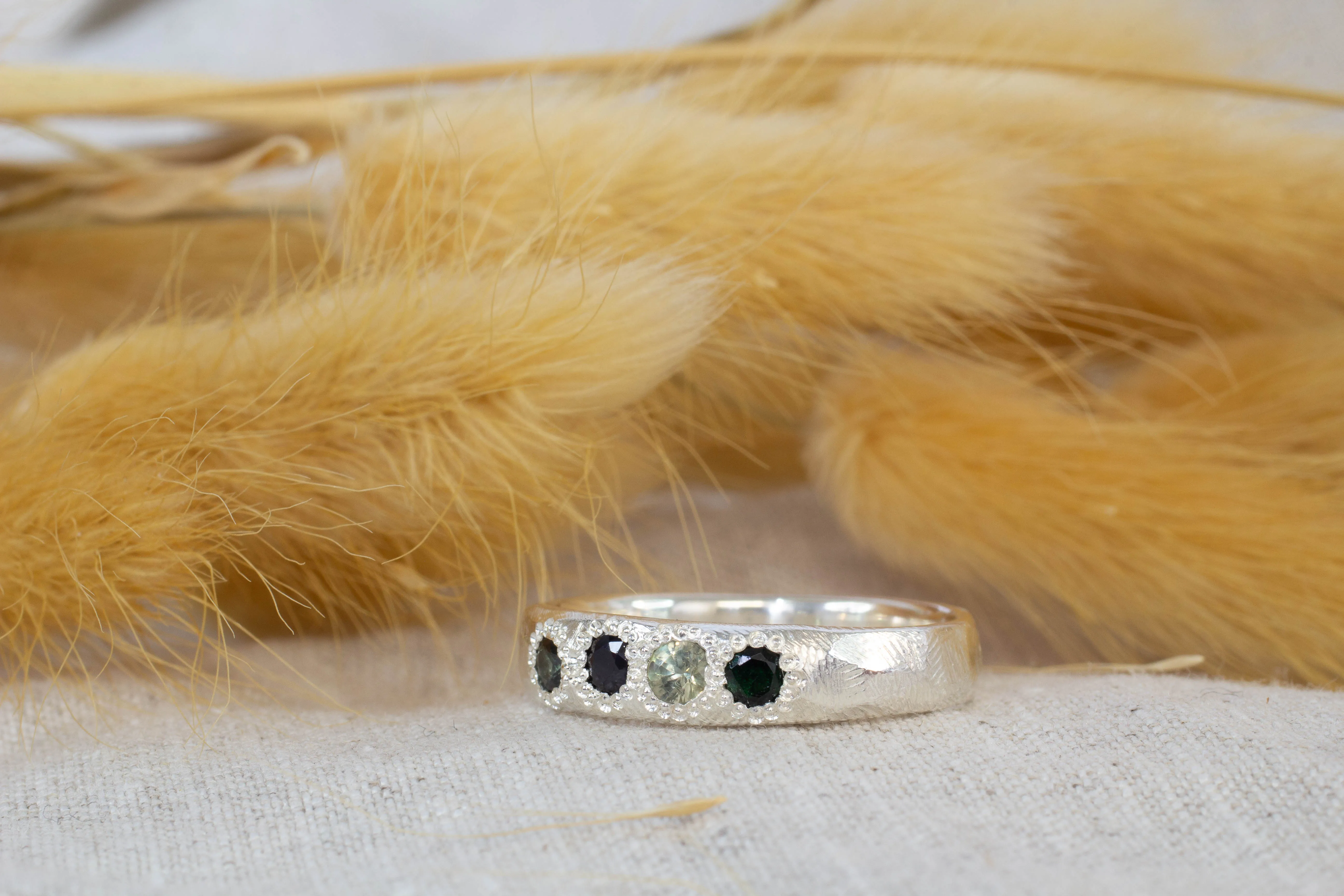 Terra Band with Green and Blue Sapphires - Sterling Silver sold by Sophie Divett Jewelry product image thumbnail 2