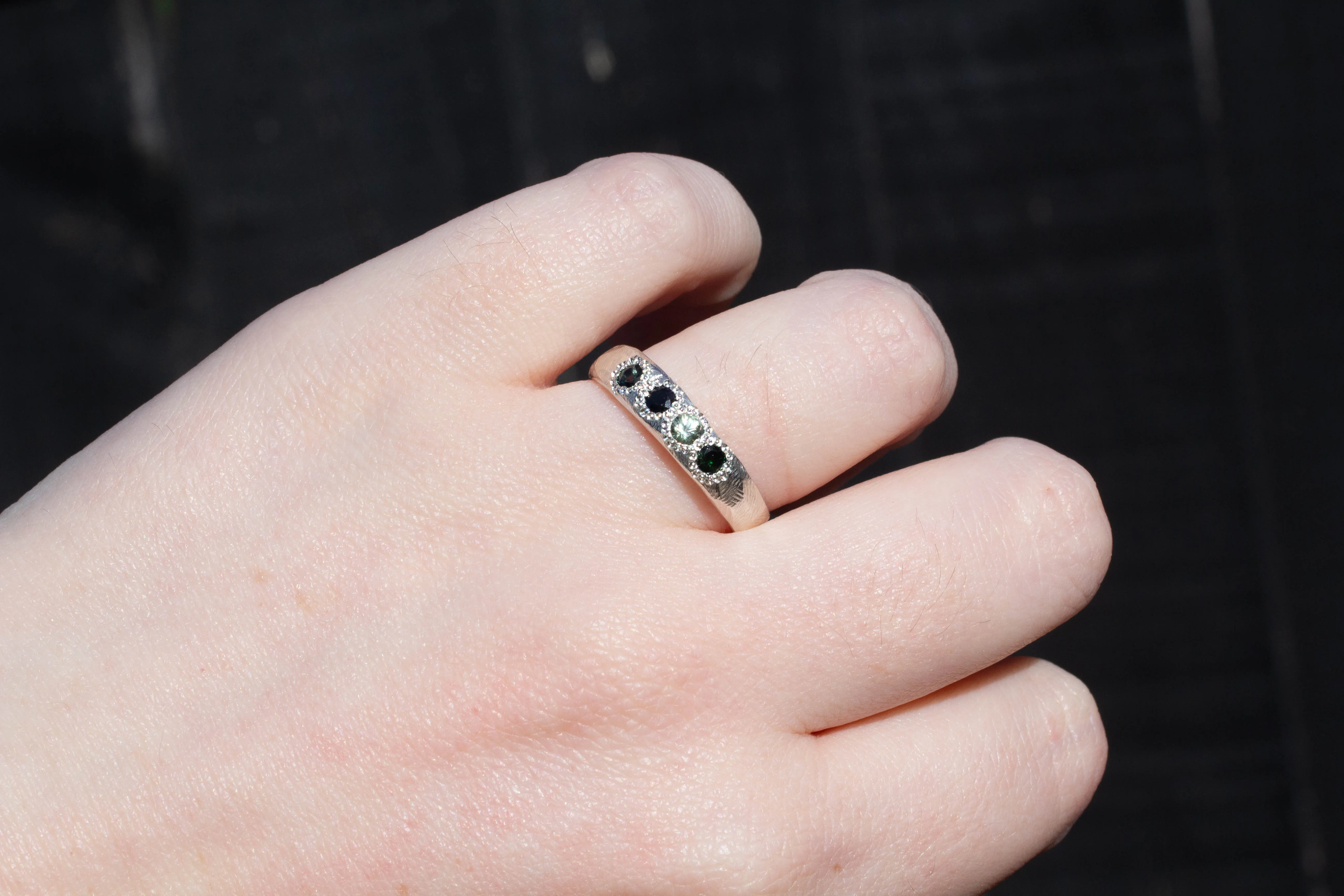 Terra Band with Green and Blue Sapphires - Sterling Silver sold by Sophie Divett Jewelry product image thumbnail 3