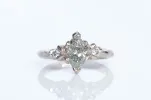 Bespoke Helios Ring - 18ct White Gold with Salt & Pepper Marquise Diamond sold by Sophie Divett Jewelry