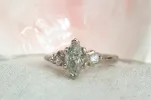Bespoke Helios Ring - 18ct White Gold with Salt & Pepper Marquise Diamond sold by Sophie Divett Jewelry