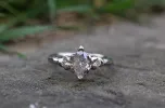 Bespoke Helios Ring - 18ct White Gold with Salt & Pepper Marquise Diamond sold by Sophie Divett Jewelry
