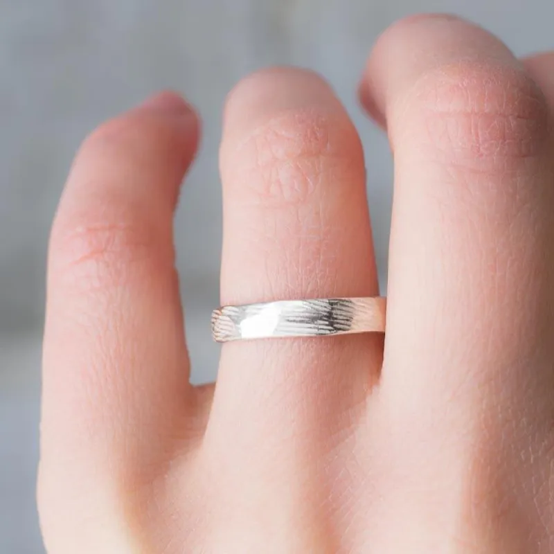 Narrow Carved Band - Sterling Silver - 3mm sold by Sophie Divett Jewelry