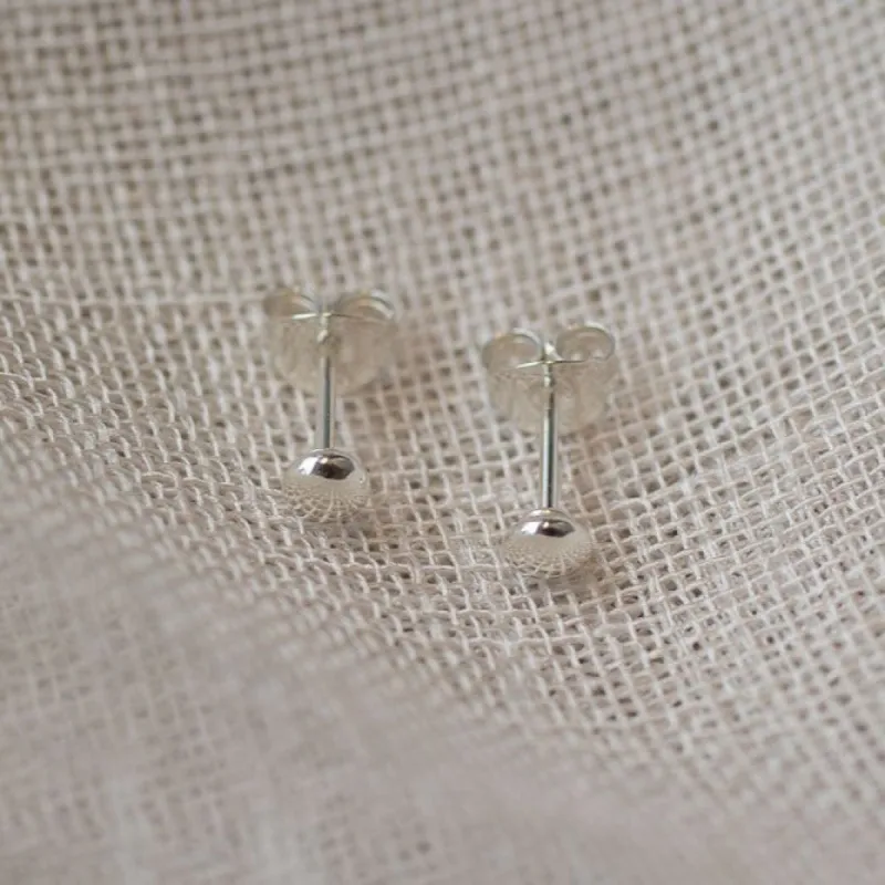 Flat Ball Stud Earrings - 3.6mm - Sterling Silver sold by Sophie Divett Jewelry