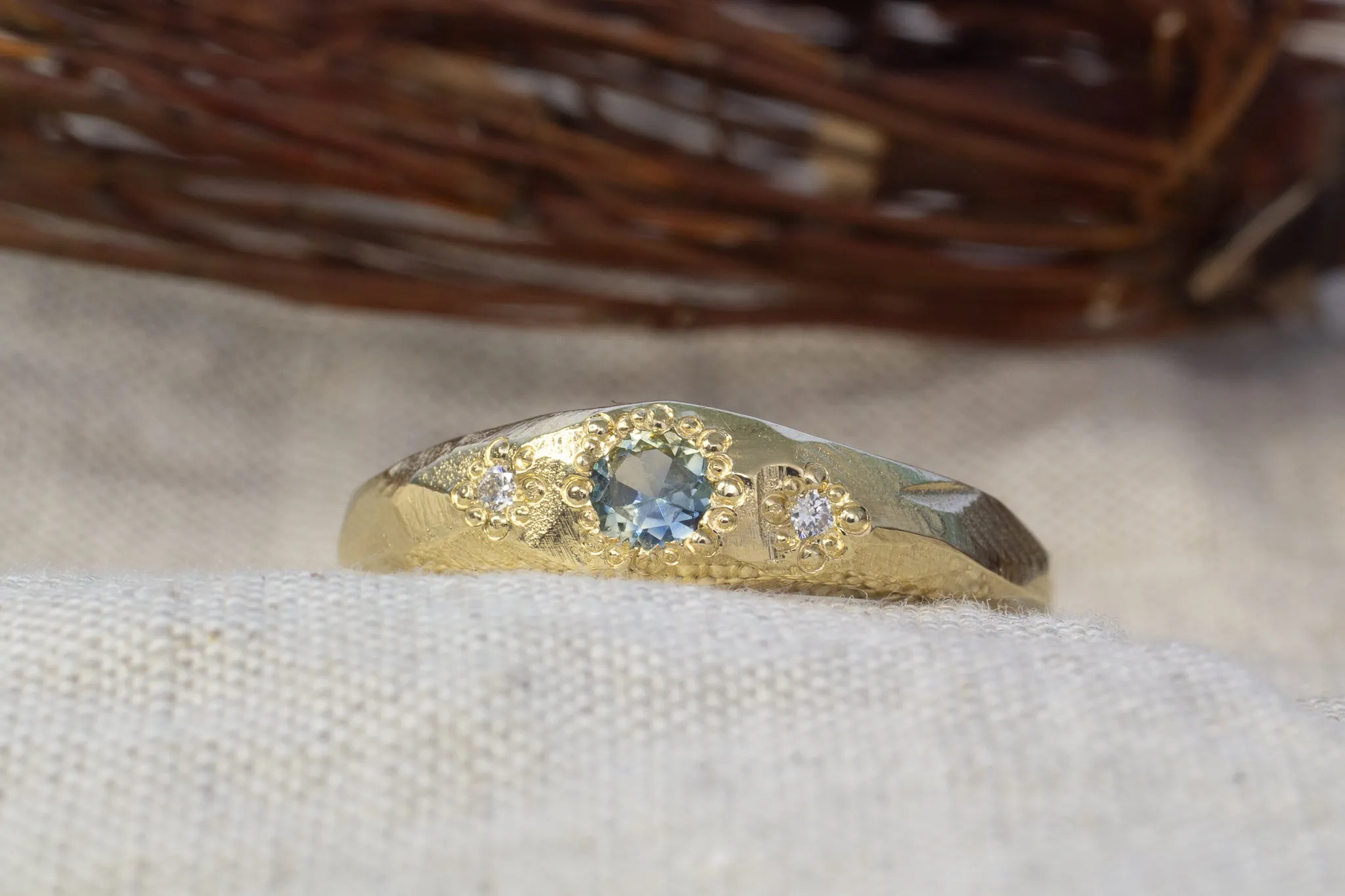 Hestia Ring - 9ct Yellow Gold with Blue-Yellow Parti Sapphire sold by Sophie Divett Jewelry product image thumbnail 3