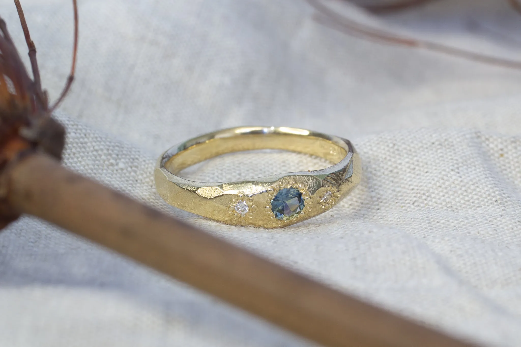 Hestia Ring - 9ct Yellow Gold with Blue-Yellow Parti Sapphire sold by Sophie Divett Jewelry product image thumbnail 4