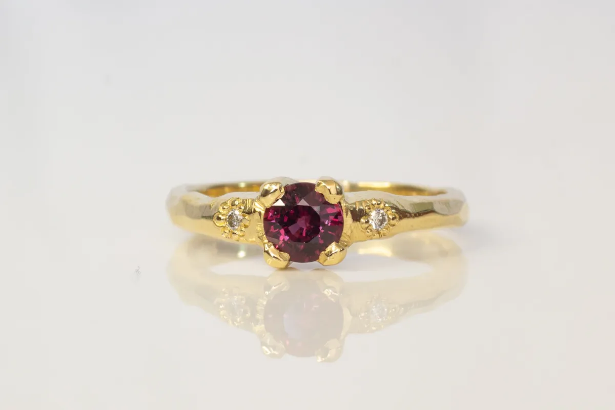 Mira Ring - 18ct Yellow Gold with Ruby and Diamonds sold by Sophie Divett Jewelry