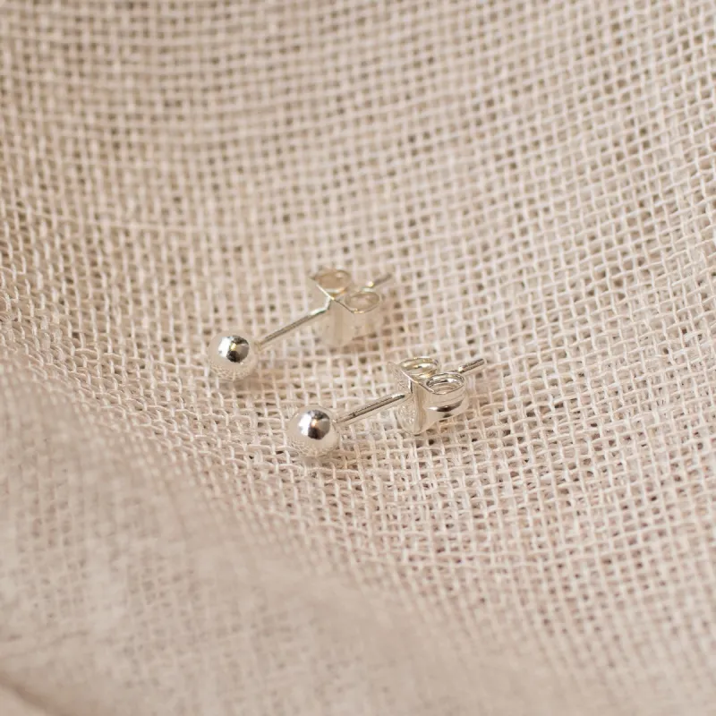 Ball Stud Earrings - 3mm - Sterling Silver sold by Sophie Divett Jewelry