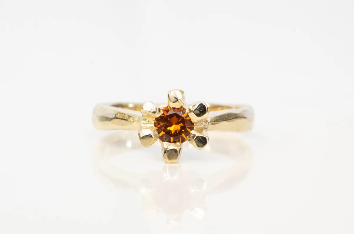 Sol Ring - 9ct Yellow Gold with Spessartine Garnet sold by Sophie Divett Jewelry