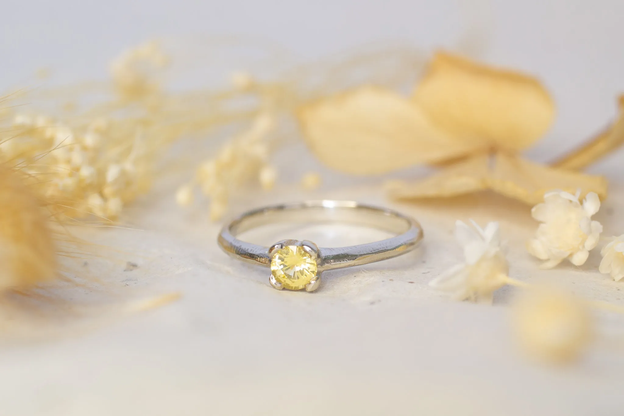 Droplet Ring - 14ct White Gold with Yellow Sapphire sold by Sophie Divett Jewelry product image thumbnail 2