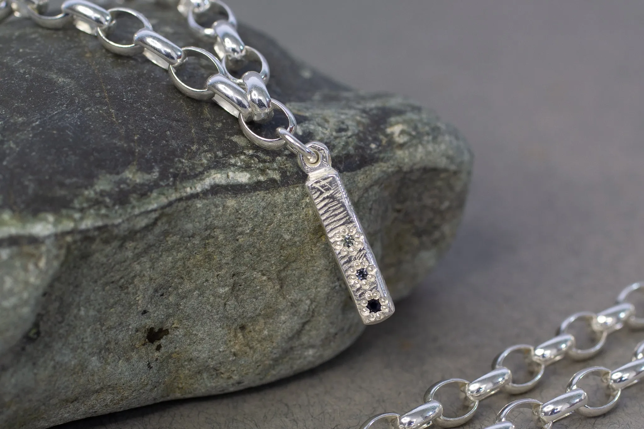 Pillar Charm Bracelet with Three Sapphires - Sterling Silver sold by Sophie Divett Jewelry product image thumbnail 3