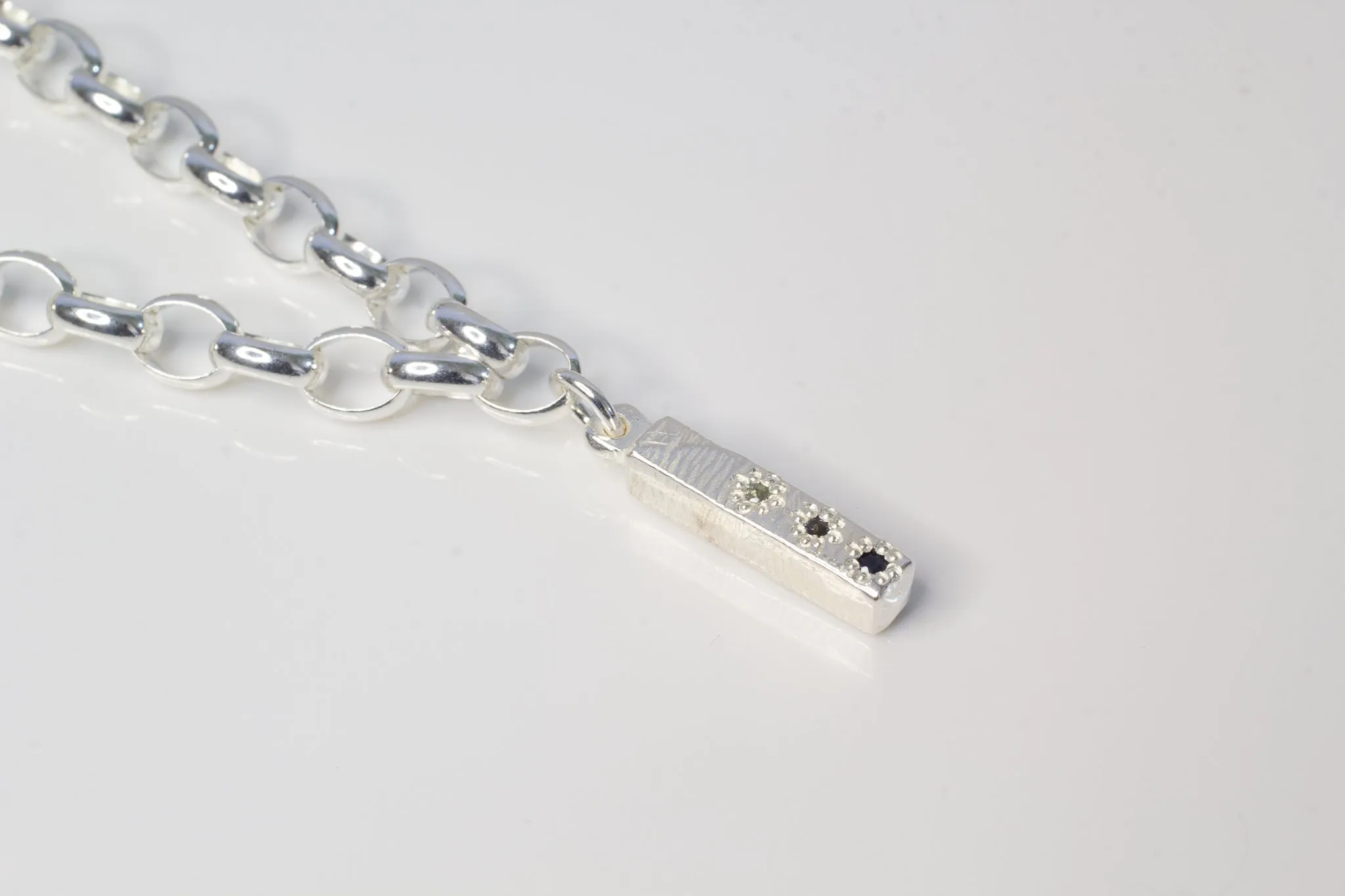 Pillar Charm Bracelet with Three Sapphires - Sterling Silver sold by Sophie Divett Jewelry product image thumbnail 4