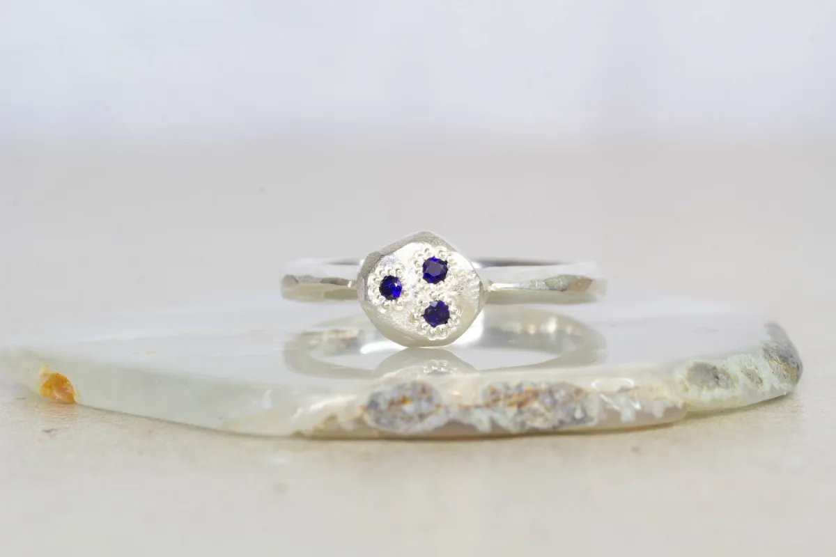 Geo Ring with Blue Sapphires - Sterling Silver sold by Sophie Divett Jewelry