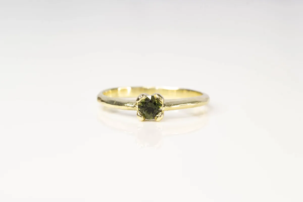 Droplet Ring - 14ct Yellow Gold with Green Sapphire sold by Sophie Divett Jewelry