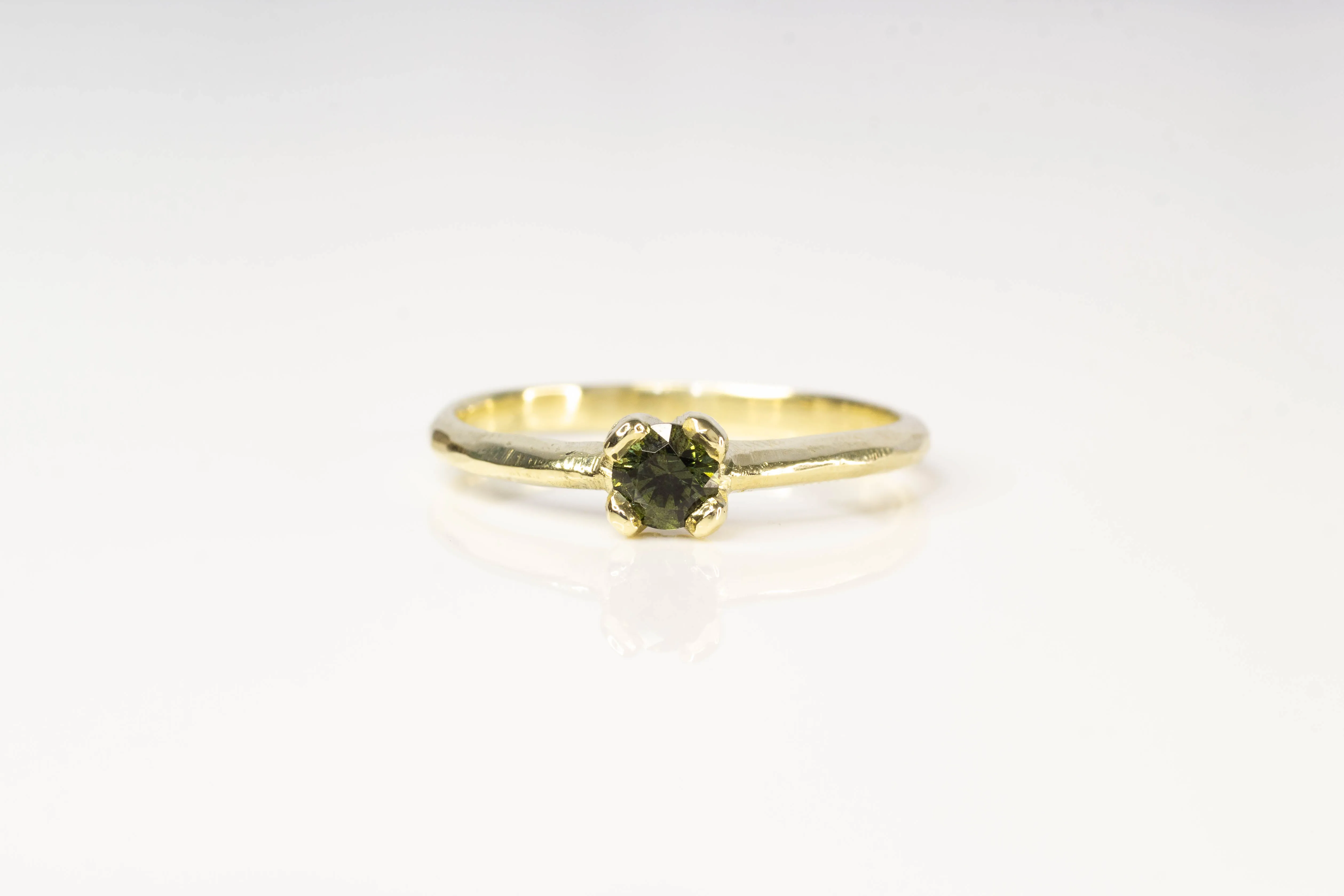 Droplet Ring - 14ct Yellow Gold with Green Sapphire sold by Sophie Divett Jewelry