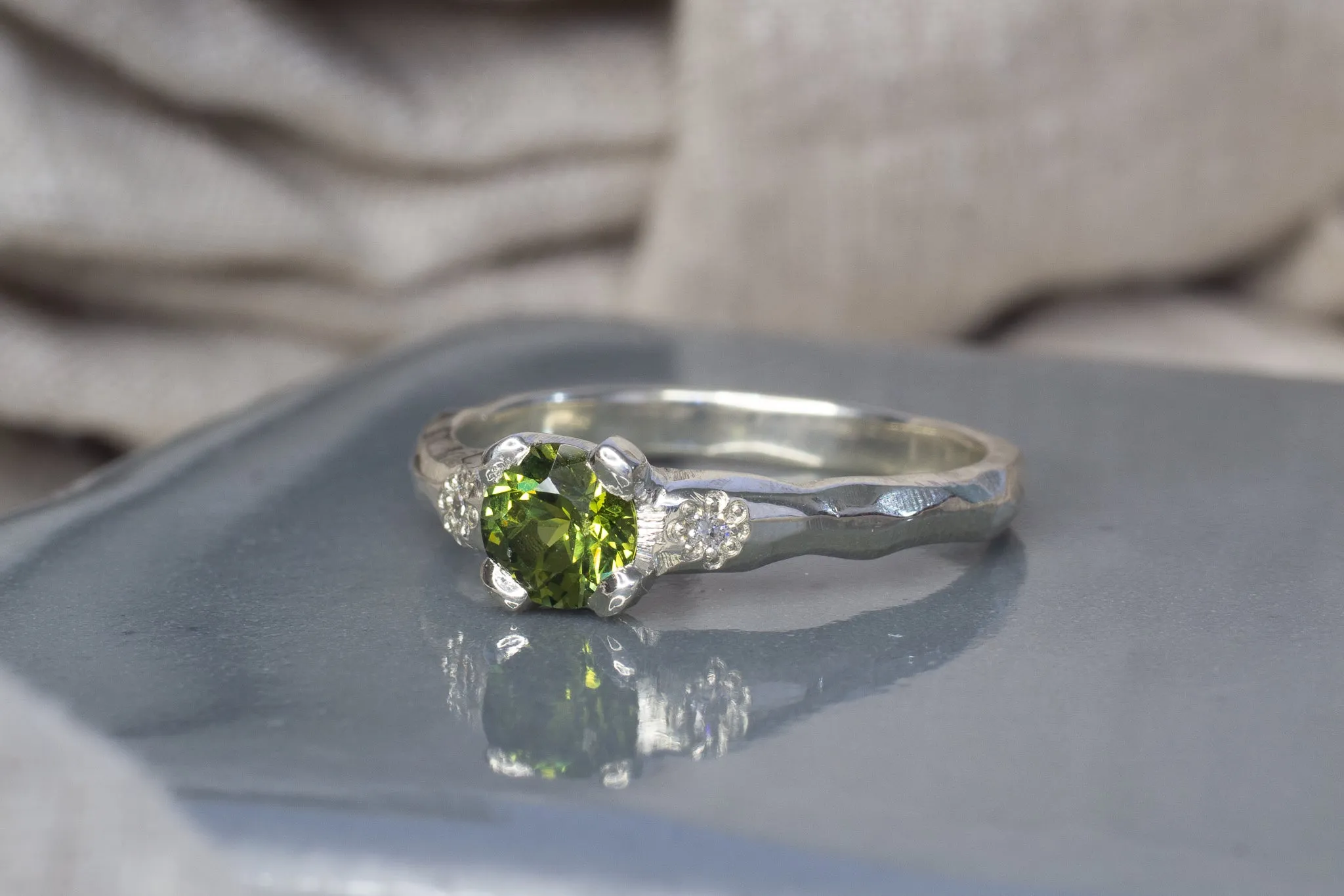 Mira Ring - 9ct White Gold with 0.81ct Green Sapphire sold by Sophie Divett Jewelry product image thumbnail 2