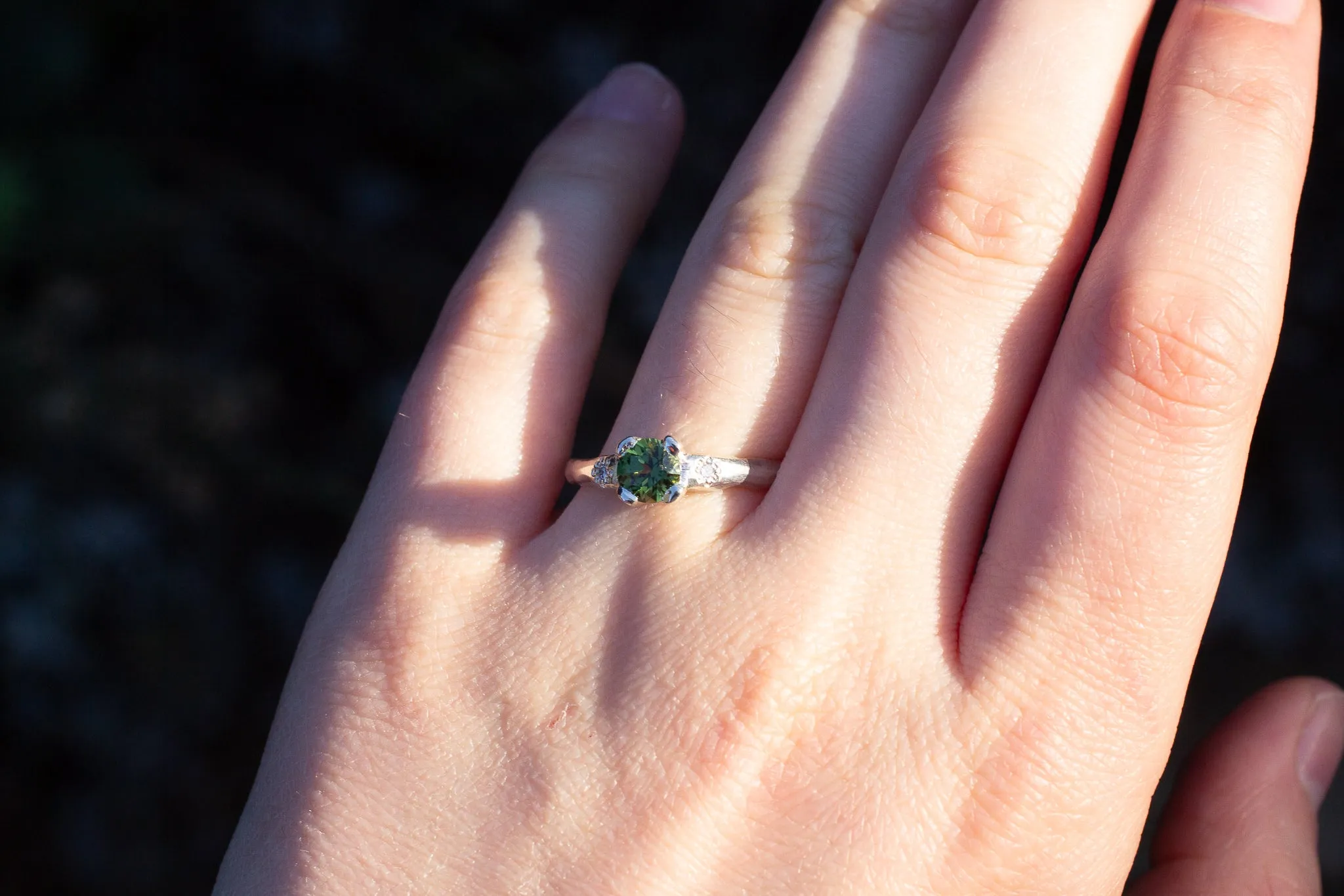 Mira Ring - 9ct White Gold with 0.81ct Green Sapphire sold by Sophie Divett Jewelry product image thumbnail 3