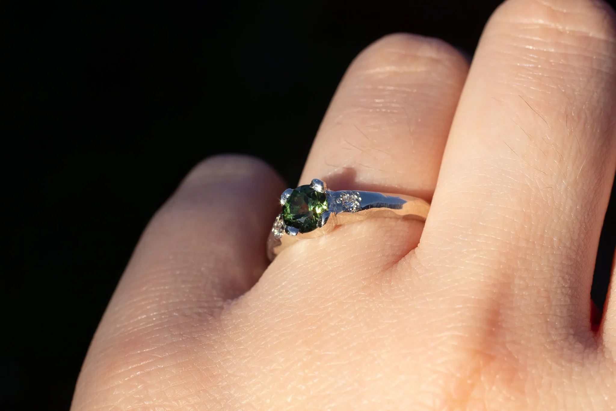 Mira Ring - 9ct White Gold with 0.81ct Green Sapphire sold by Sophie Divett Jewelry product image thumbnail 4