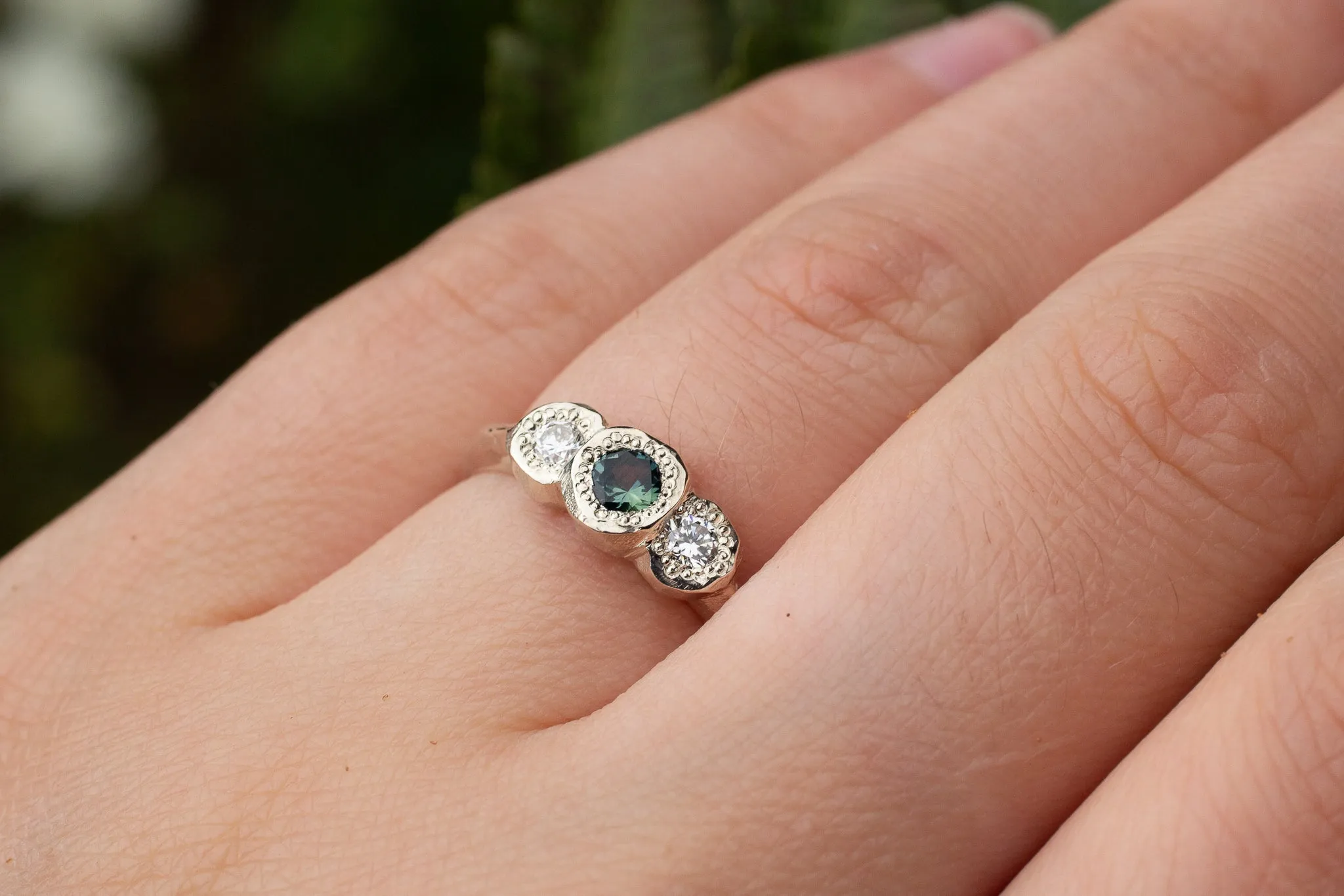 Torci Ring - 9ct White Gold with Blue-Green Sapphire sold by Sophie Divett Jewelry product image thumbnail 5