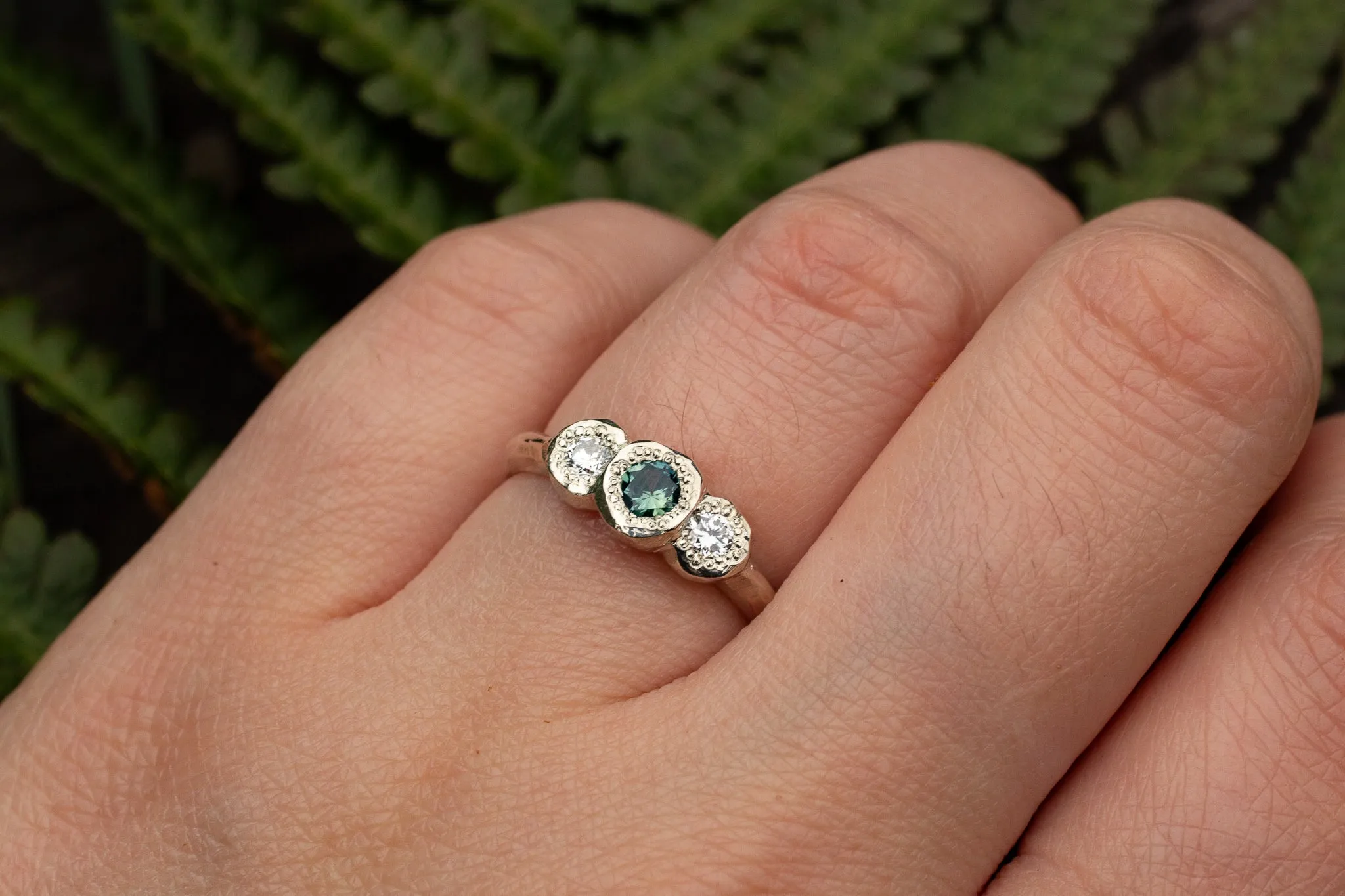 Torci Ring - 9ct White Gold with Blue-Green Sapphire sold by Sophie Divett Jewelry product image thumbnail 4