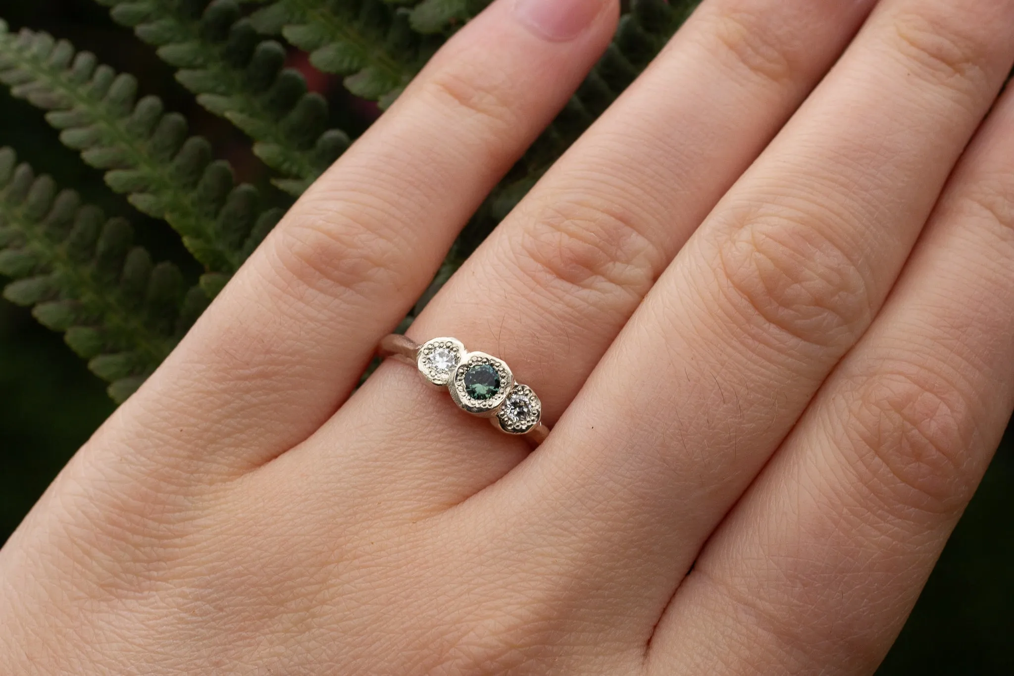 Torci Ring - 9ct White Gold with Blue-Green Sapphire sold by Sophie Divett Jewelry product image thumbnail 3