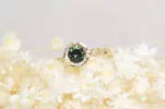 Vesper Ring - 9ct Yellow Gold with Green Sapphire & Diamonds sold by Sophie Divett Jewelry