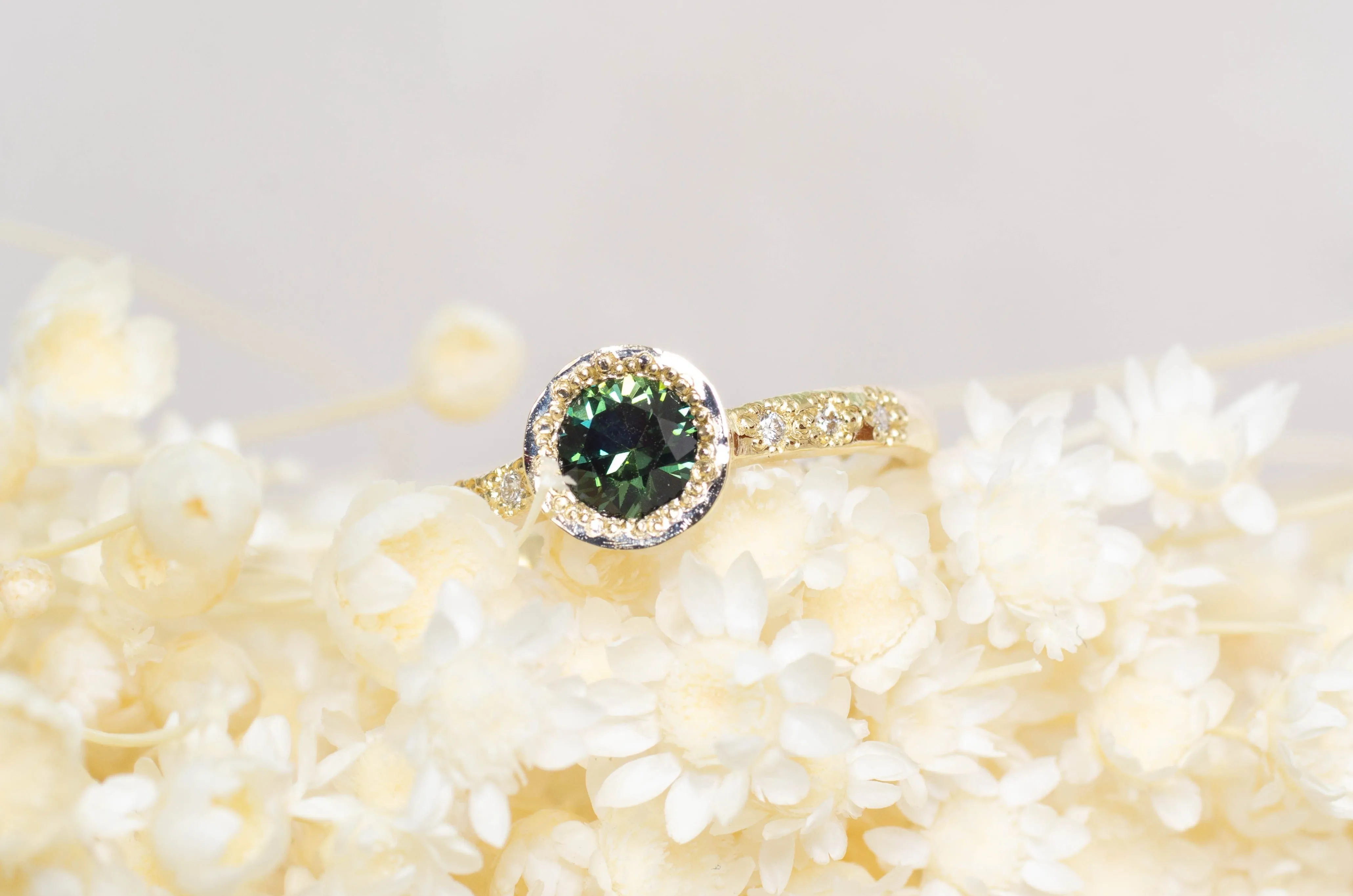 Vesper Ring - 9ct Yellow Gold with Green Sapphire & Diamonds sold by Sophie Divett Jewelry product image thumbnail 5