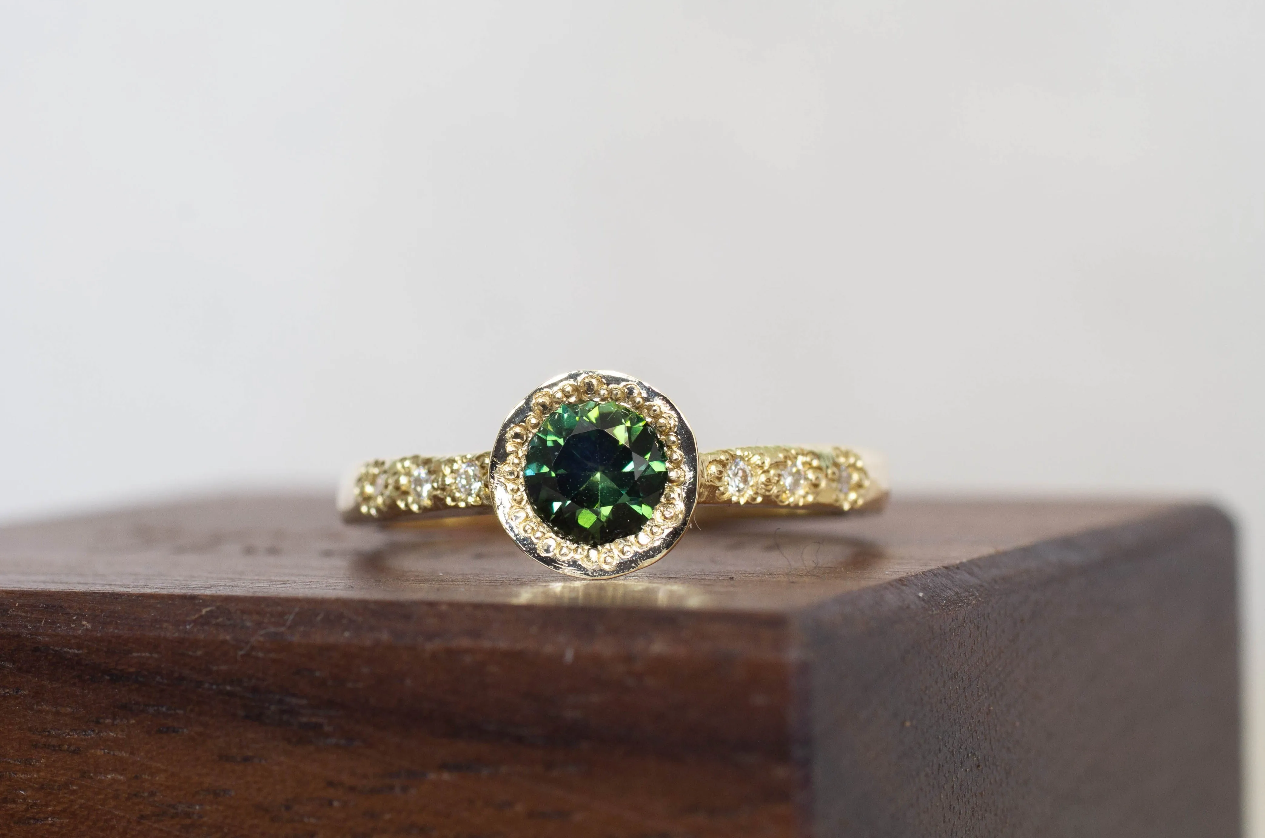 Vesper Ring - 9ct Yellow Gold with Green Sapphire & Diamonds sold by Sophie Divett Jewelry product image thumbnail 4
