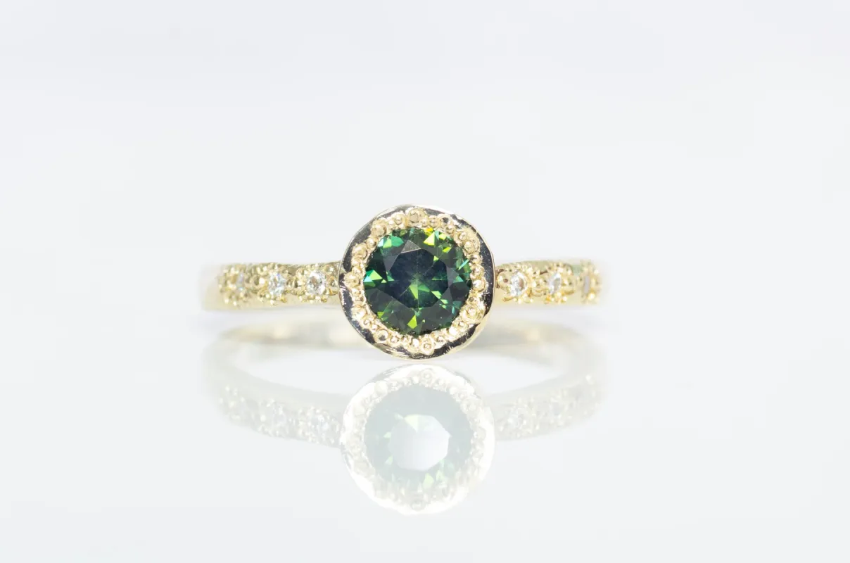 Vesper Ring - 9ct Yellow Gold with Green Sapphire & Diamonds sold by Sophie Divett Jewelry