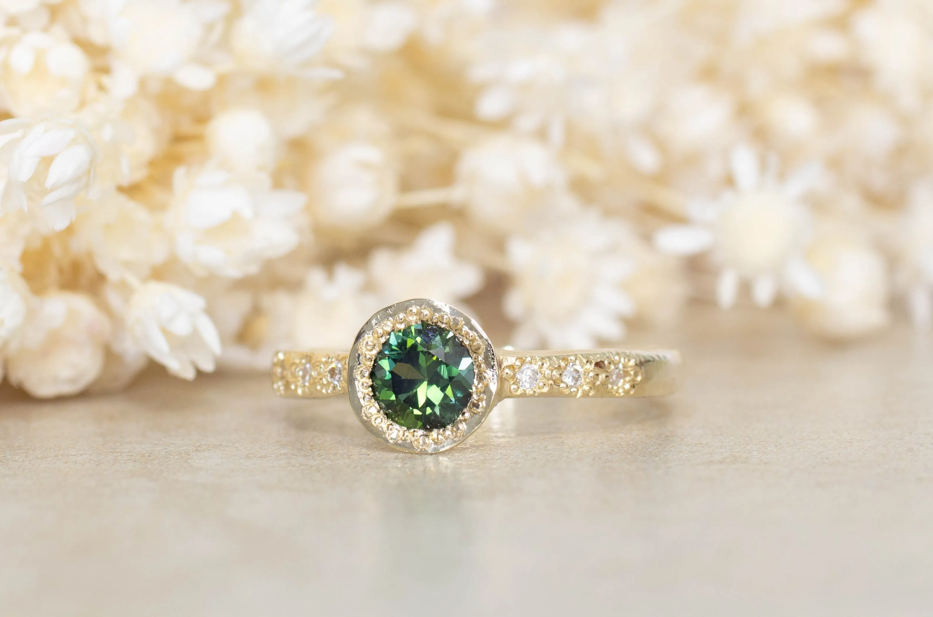 Vesper Ring - 9ct Yellow Gold with Green Sapphire & Diamonds sold by Sophie Divett Jewelry product image thumbnail 2