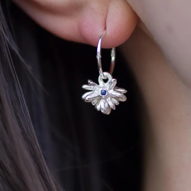 Coprosma Hoop Earrings with  Sapphires - Sterling Silver sold by Sophie Divett Jewelry