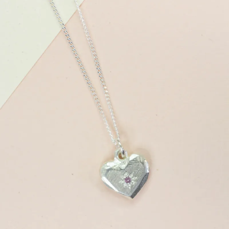Heart Pendant - Silver with Purple Sapphire sold by Sophie Divett Jewelry