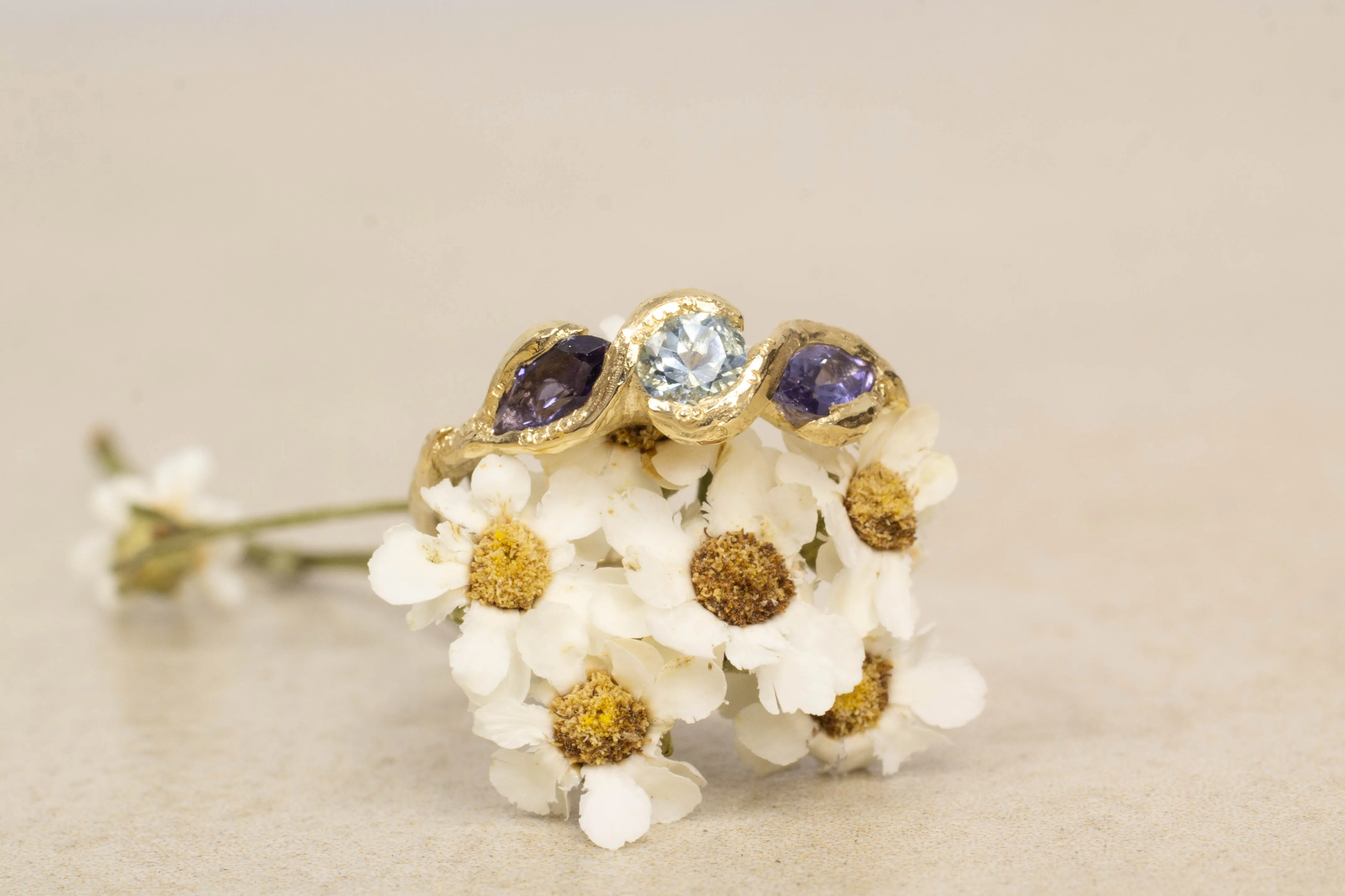 Laurel Ring - Yellow Gold with Aquamarine and Iolites sold by Sophie Divett Jewelry product image thumbnail 3