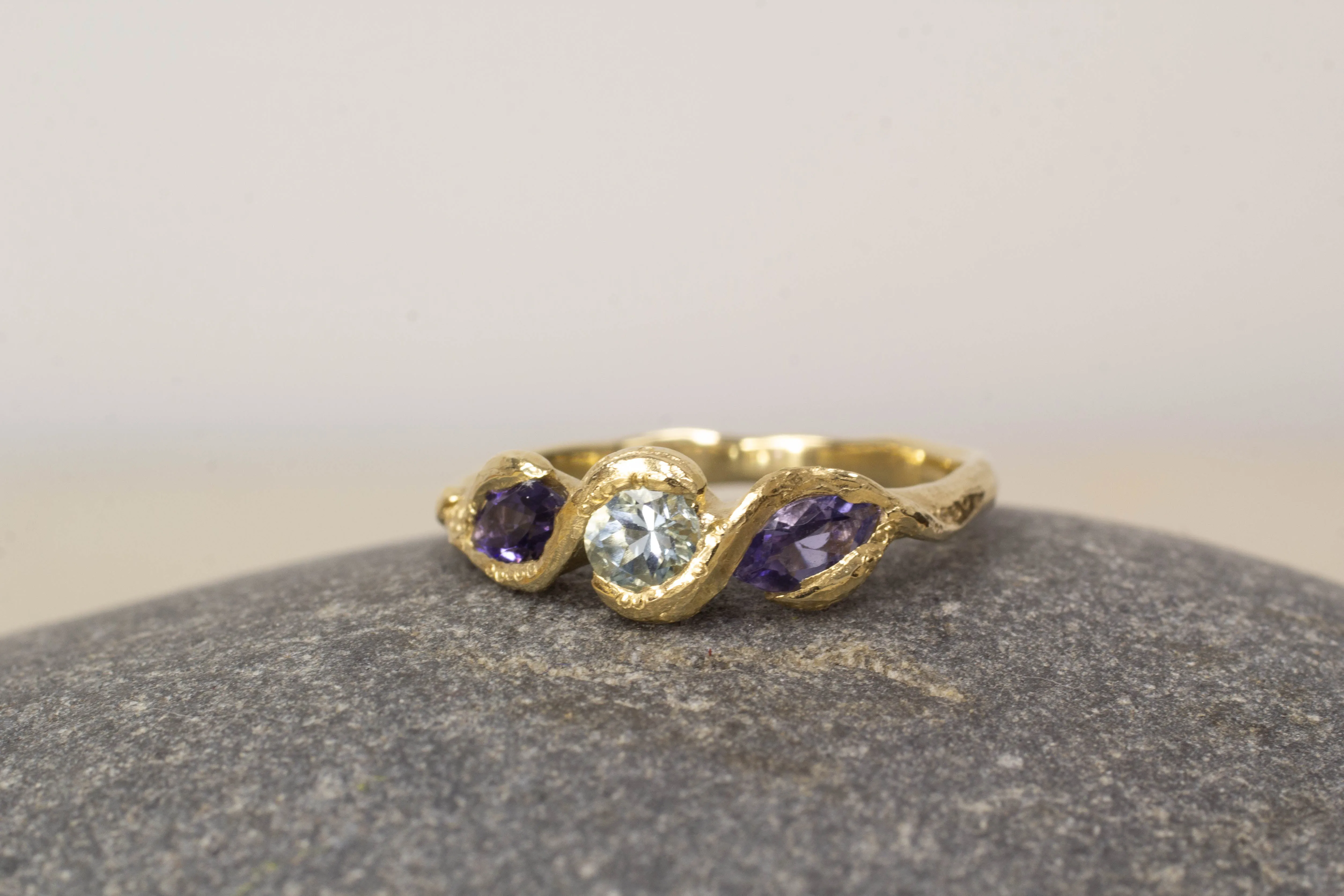 Laurel Ring - Yellow Gold with Aquamarine and Iolites sold by Sophie Divett Jewelry product image thumbnail 2