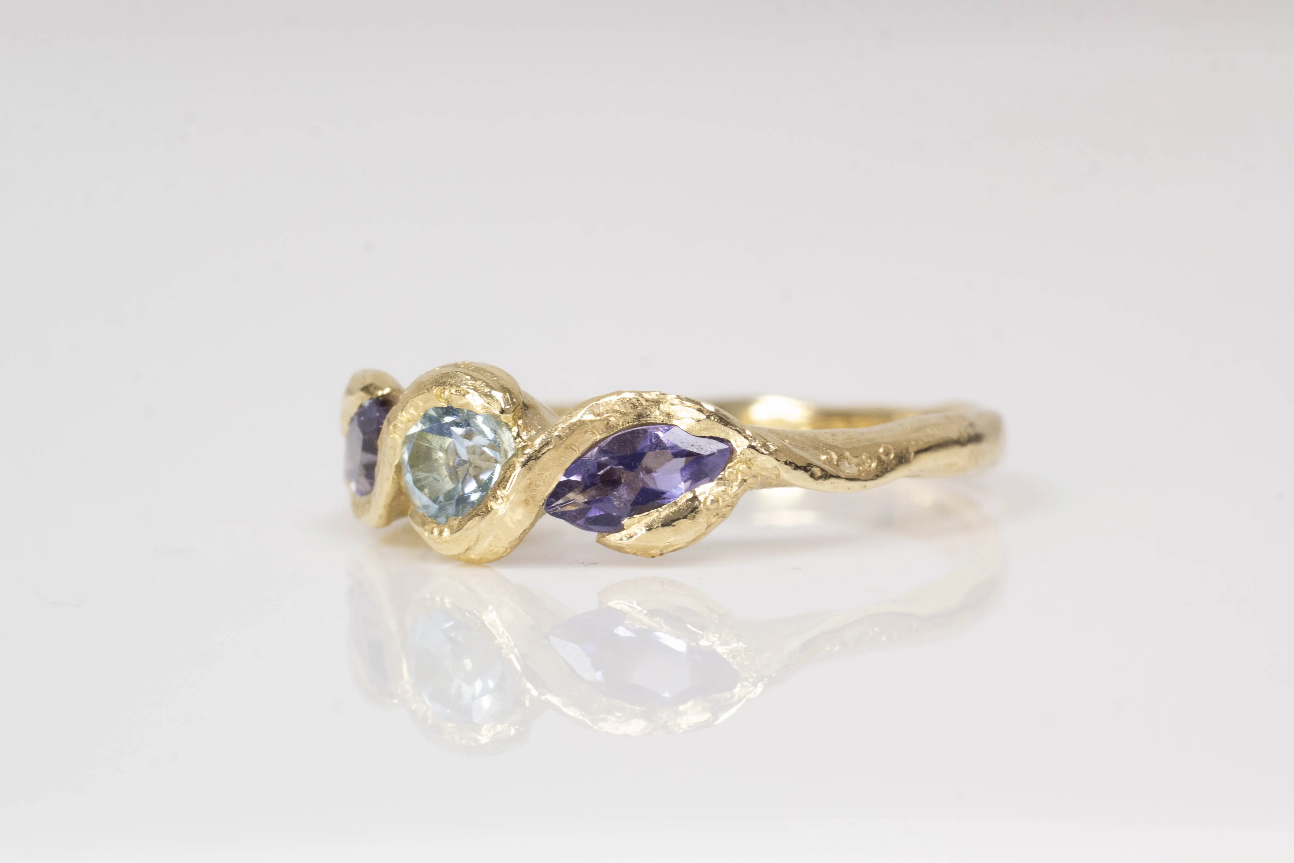 Laurel Ring - Yellow Gold with Aquamarine and Iolites sold by Sophie Divett Jewelry product image thumbnail 4