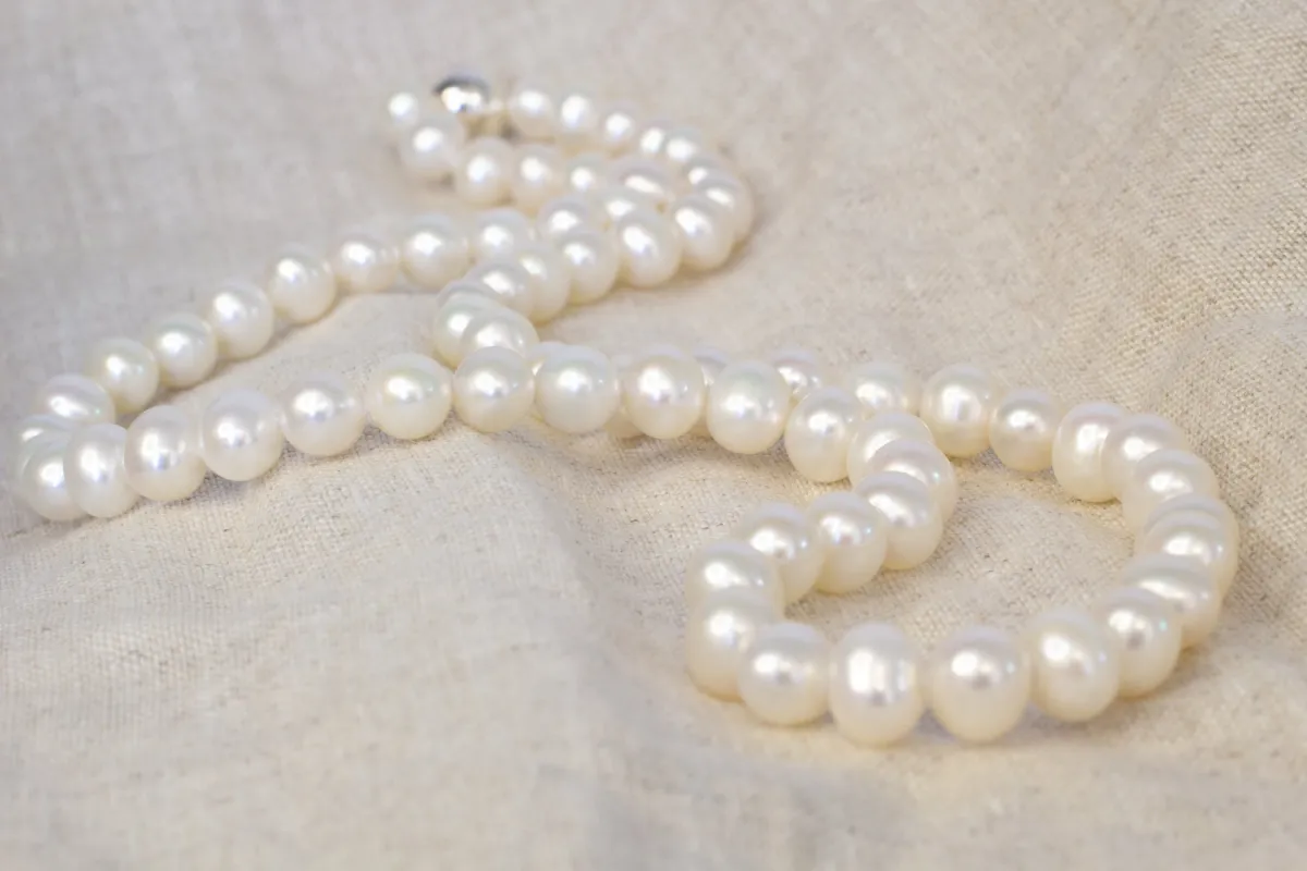 Semi-Round Pearl Necklace - 6-7mm - White sold by Sophie Divett Jewelry