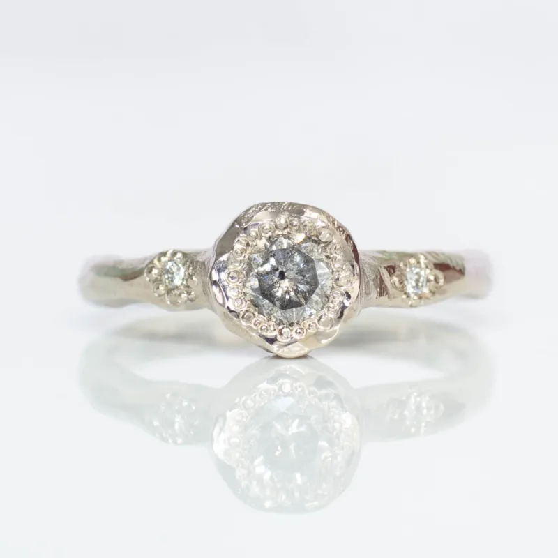 Neve Ring - 18ct White Gold with Salt and Pepper Diamond sold by Sophie Divett Jewelry